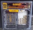 (RI4) Dewalt 15PC Titanium Nitride Coated Drill Bit Set DD5166 New. Price: $19.99.