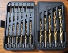 Black & Decker #15573 17-PIECE Split Point Titanium Drill Bit Set W/case Used. Price: $15.00.