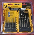 New Dewalt 14 Piece Gold Ferrous Drill Bit Set DW1169. Price: $14.99.