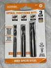 3PC Spiral Mortising Bits: 1/4", 3/8" & 1/2" -high Speed Steel- Item #58931 New. Price: $13.99.