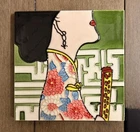 6 Shanghai Art Ceramic Tile Hand Painted Relief Design Built Stand Used. Price: $40.00.