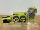 Ryobi Mixed Bundle - 3 Tools (speaker, Drill Bits, Tape Measure 2 Pack) Used. Price: $35.00.