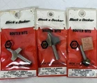 3 Black & Decker Router Bits Tips, 1/4 Shank U-58997, U-59055, U-59070 Open. Price: $17.50.