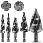 5PCS Four Spiral Flute Step Drill 1/8-1-3/8 Hss Unibit Titanium Coated New. Price: $25.99.