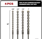 4-PIECE 12 Inch Saber Plus Drill Bit Set, Carbide Tipped, Rotary Hammer New. Price: $20.00.