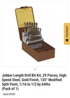 New Lawson 84750 Drill Bit Kit 29 Pcs M7 High Speed Steel 135 Deg Split Point. Price: $224.95.