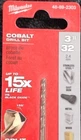Milwaukee Red Helix Cobalt Drill Bit 3/32 In 2.4MM 48-89-2303 New. Price: $17.99.