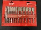 Milwaukee 48-27-1520 13PC Flat Spade Hole Wood Boring Bit Set High Speed Premium New. Price: $27.00.