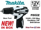 Makita 10.8V 12V Volt FD02ZW Lithium Cordless 3/8" Drill Driver *no Battery New. Price: $131.99.