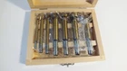 Drill Master 7 Pc 1/4" - 1" Forstner Bit Set Titanium Nitride Coated Wooden Case Used. Price: $18.95.