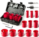 Bi-metal Hole Saw Kit, Hychika 17 Pcs High Speed Steel 3/4" To 2-1/2" New. Price: $45.61.