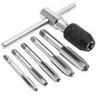 Eyech 6 Pcs Adjustable T-handle Tap Wrench Set Ratchet Holder Silver New. Price: $11.45.