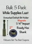 While Supplies Lot Of 5 Dewalt 2" Magnetic Bit Tip Holder New. Price: $12.77.