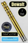 2 Pack Dewalt 9/64" X 8-7/8" Titanium High Speed Steel Drill Bit Hss New. Price: $9.49.