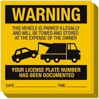 Illegally Parked Warning Stickers (pack Of 25) 5.5"L X 5.5"W, Yellow,black New. Price: $14.64.