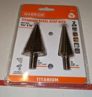 New Warrior 2 Piece Titanium Coated High Speed Steel Step Drill Bits 3/8". Price: $9.95.
