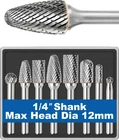Sworker 8PCS Carbide Burr Set 1/4 Shank W/clear Box Max Head Xxl, Silver Grey New. Price: $55.70.