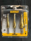 Dewalt 3PC Step Bit Set Model DWA1790IR (H83009565) New. Price: $49.00.