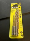 Ryobi Speedload+ Titanium 4-PIECE Hex Shank Drill Bit Tool Set AR1860G New. Price: $11.00.