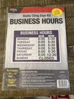 Cosco Static Cling Sign, Business Hours, 10" X 14" New. Price: $13.88.