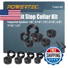 Powertec Drill Bit Collar Set, 7 Piece Adjustable Depth Stopp New. Price: $57.62.
