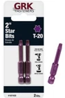 Grk T-20, 2-IN. Purple Steel Star Bits, One 2-PACK = Two 187435 New. Price: $9.70.