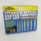 Drill Master Bit Set 7PC Titanium Nitride Coated Forstner Wooden Storage Box New. Price: $24.95.