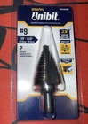 Irwin 102390F #9 Unibit 7/8 -1-1/8 High Speed Steel Step Drill New. Price: $30.00.