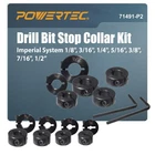 Powertec Drill Bit Collar Set, 7 Piece Adjustable Depth Stopp New. Price: $51.77.