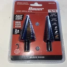 Bauer 1891A-B8 4" & 5" Step Drill Bits W/3/8" Shaft: Metal, Plastic Wood New. Price: $21.00.