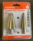 New Warrior 2 Piece Titanium Coated High Speed Steel Step Drill Bits 3/8". Price: $16.00.