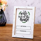 Wi-fi Password Sign Home White Pattern Board Rustic Cute Worn Wood Frame New. Price: $11.17.