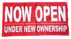 4LESS 2X4 Now Open Under New Ownership Banner Vinyl Ft, Red. Price: $22.98.