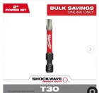 Two Milwaukee Shockwave 2-IN. T30 Torx Power Bits W/ Wear-guard Tips, 48-32-4487 New. Price: $10.20.