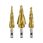 Neiko 10181A Step Drill Bit Set, 3 Piece, 1/4" Quick Change Hex, Titanium New. Price: $27.12.