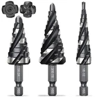 Four Spiral Flute Step Drill Set, 3 Pcs Hss (1/8"-7/8") Unib New. Price: $37.45.