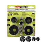 Ryobi Carbon Hole Saw 5-PIECE Set A10HS09 Easy To Clear Cuts Thru 2X4 Wood New. Price: $23.30.