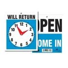Headline Open Will Return Clock Sign 5"X6" Blue White Office School New. Price: $10.05.