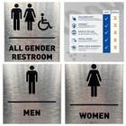5 New Brushed Aluminum Signs By Gds: 2 + Women 1 All Gender Restroom. Price: $85.00.