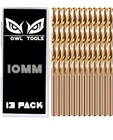 Owl Tools 10MM Cobalt Drill Bits 13-PACK M35 W/ Case Open Box. Price: $27.99.
