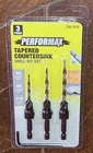 Performax 3PC Tapered Countersink Drill Bit Set #236-1510 New. Price: $14.99.