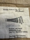 Ridgid 63195 Model No. T-6 Funnel Retrieving Auger New. Price: $20.00.