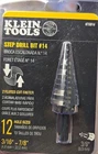 Klein Tools KTSB14 Double-fluted Step Drill Bit #14 3/16" 7/8" New. Price: $26.00.