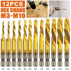 12PCS 1/4" Hss Hex Shank Titanium Plated Screw Thread Drill Bits Set M3-M10 Tap New. Price: $9.69.