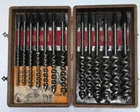 Vintage 1940S Irwin 13 Pc Auger Bit Set Complete Original Box & Manual Booklet Used. Price: $99.99.