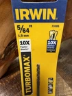 Irwin 5/64" Drill Bit Turbomax 73305 10X Faster Starts Hss New. Price: $6.97.