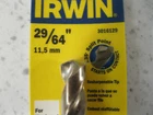 Irwin 3016129 29/64 X 5-5/8 High Speed Steel Drill Bit Straight Shank New. Price: $12.59.