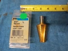 Vintage Ideal Electrical #35-517 (3/4"- 1-3/8") Titanium Nitride Step Drill Bit Open. Price: $30.00.