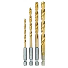 Ryobi 4-PIECE Titanium Hex Shank Twist Drill Bit Set Speedload+ Impact Ready New. Price: $14.76.