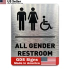 All Restroom Sign 6X8 Inches, Gender/wheelchair - Brushed Aluminum New. Price: $36.51.